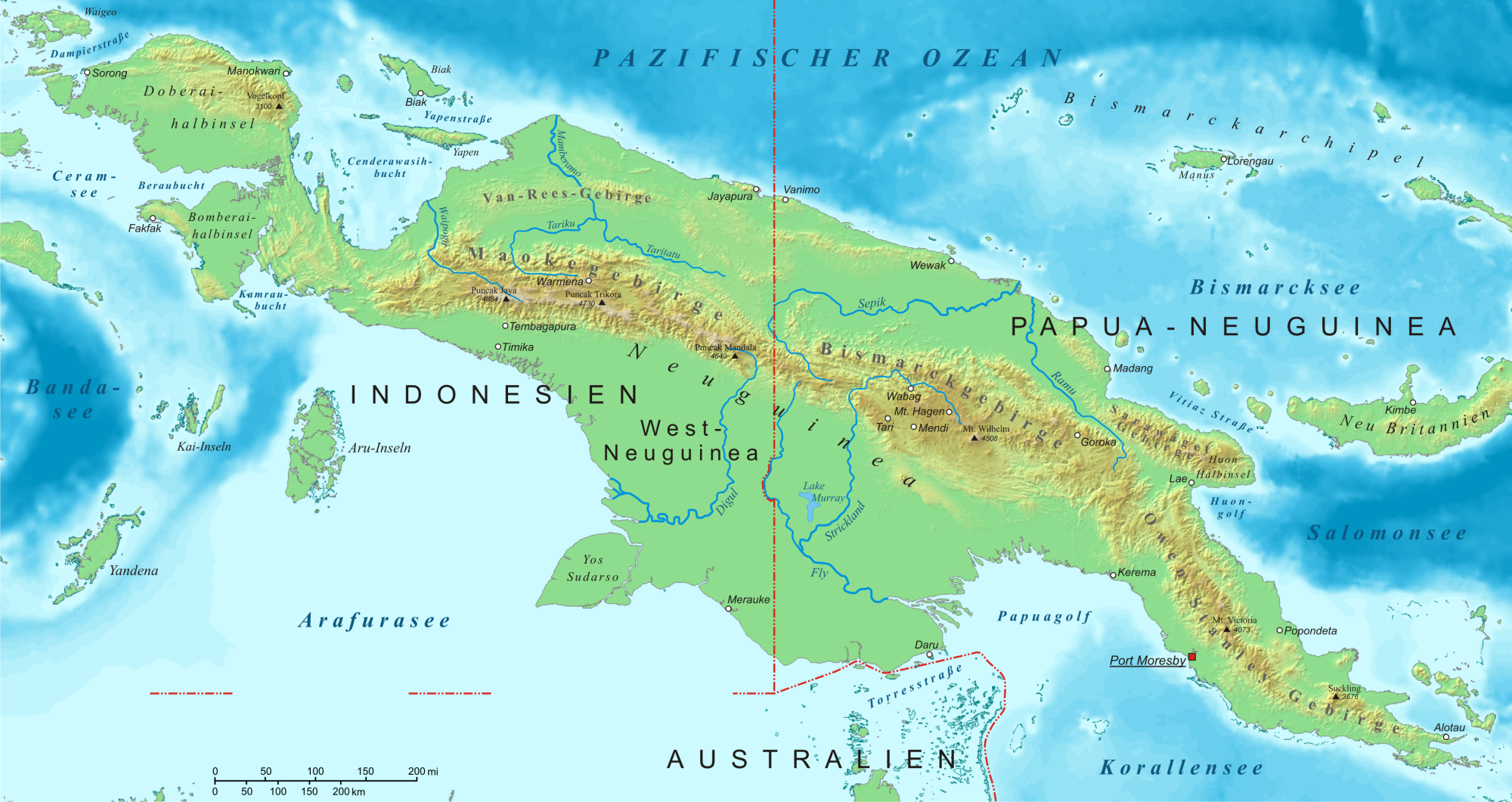 Карта Папуа — Новая Гвинея
