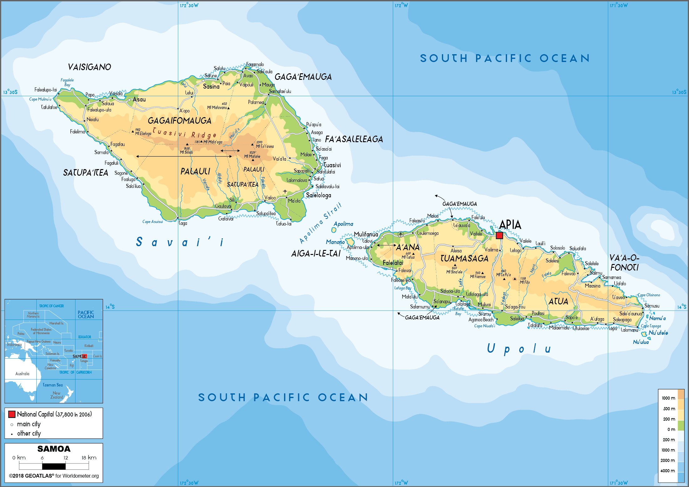 Карта Самоа